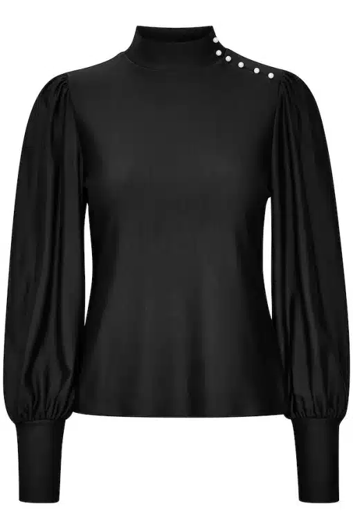 Gestuz Rifagz Button Puff Blouse Black