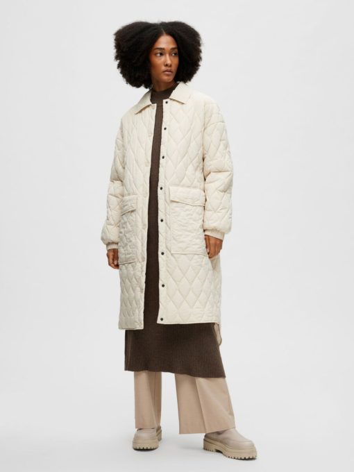 Selected Femme Mia Quilted Coat Sandshell
