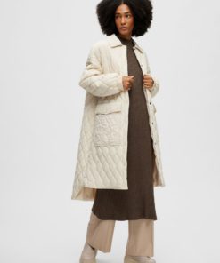 Selected Femme Mia Quilted Coat Sandshell