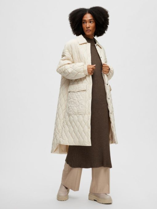Selected Femme Mia Quilted Coat Sandshell