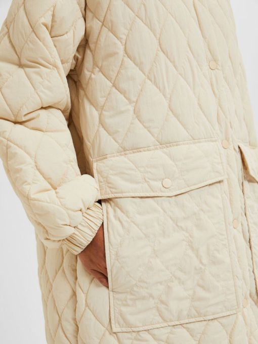 Selected Femme Mia Quilted Coat Sandshell