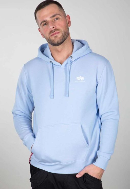 Alpha Industries Basic Small Logo Hoodie Light Blue