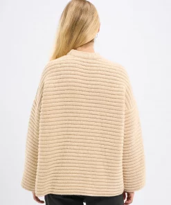 Knowledge Cotton Apparel Oversized Long Sleeved Knit Buttercream