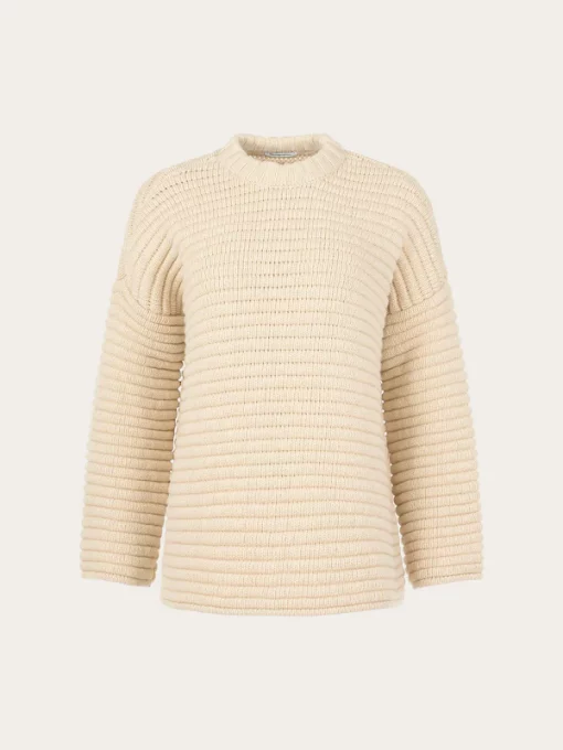 Knowledge Cotton Apparel Oversized Long Sleeved Knit Buttercream