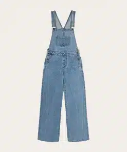 Knowledge Cotton Apparel Reborn Gale Loose Fit Bibs Jeans Bleached Stonewash