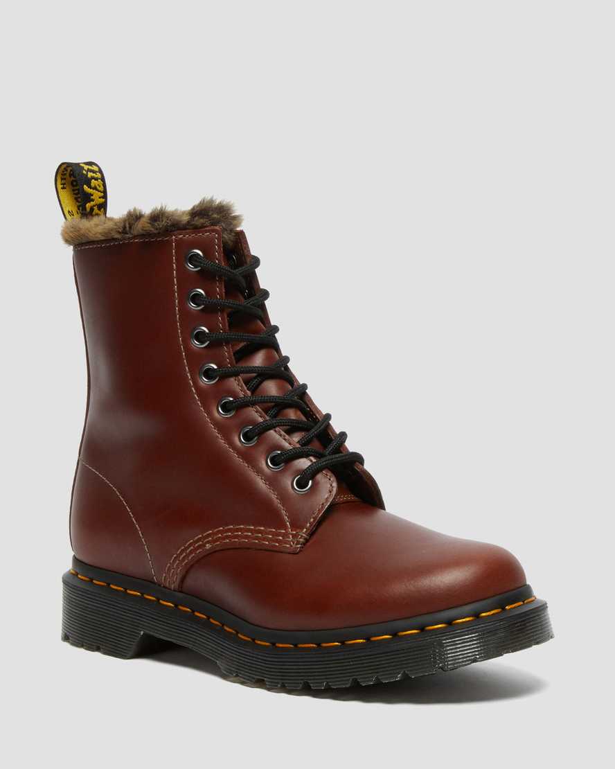 Popular Dr Martens 1460 Combat Boots size 7 womens warm Leather Brown new