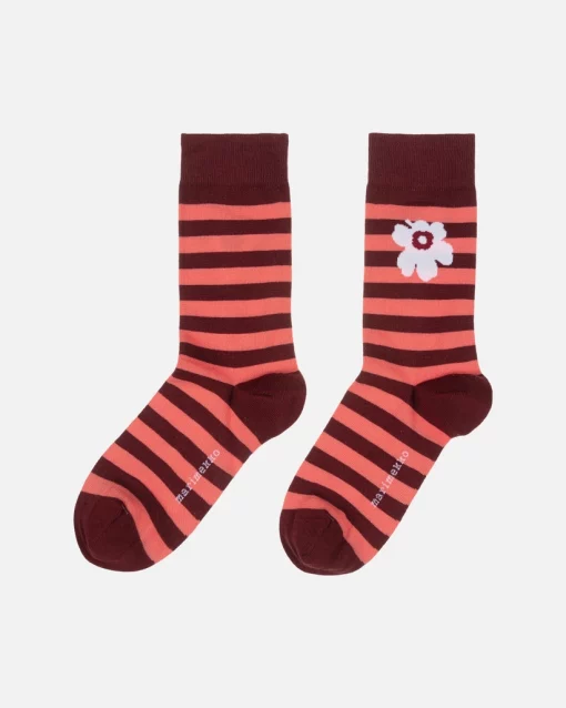 Marimekko Kasvaa Tasaraita Unikko Socks