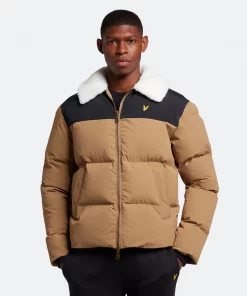 Lyle & Scott Borg Collar Puffer Jacket Camel Bronze