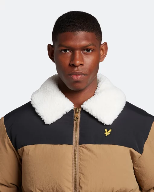 Lyle & Scott Borg Collar Puffer Jacket Camel Bronze
