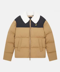 Lyle & Scott Borg Collar Puffer Jacket Camel Bronze