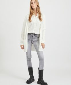 Vila Ril Long Knit Cardigan White Alyssum