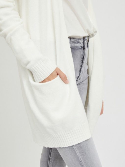 Vila Ril Long Knit Cardigan White Alyssum