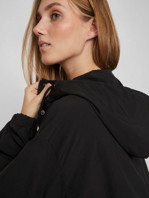 Vila Siliana Long Parka Jacket Black