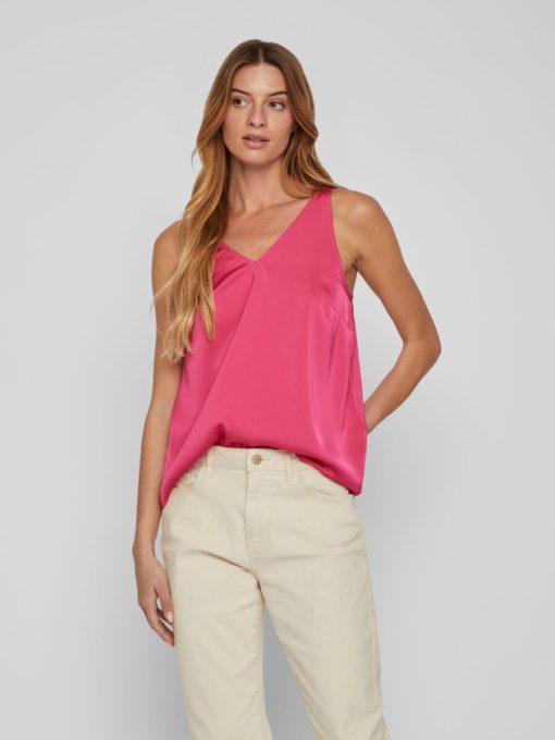 Vila Ravenna Strap Top Pink Yarrow