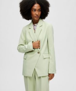 Selected Femme Doah Asymmetric Blazer Celadon Green