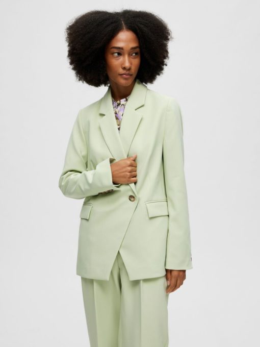 Selected Femme Doah Asymmetric Blazer Celadon Green