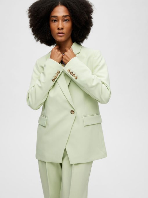 Selected Femme Doah Asymmetric Blazer Celadon Green