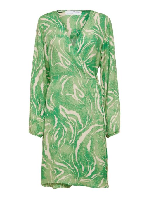 Selected Femme Fiola Wrap Dress Absinthe Green