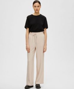 Selected Femme Viva-Gulia Linen Pants Sandshell