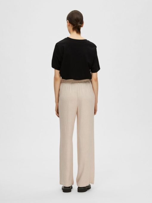 Selected Femme Viva-Gulia Linen Pants Sandshell