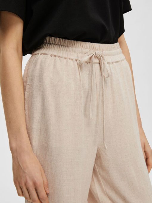 Selected Femme Viva-Gulia Linen Pants Sandshell