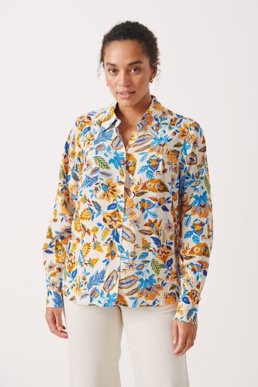 Part Two Sabila Shirt Blue Craft Flower