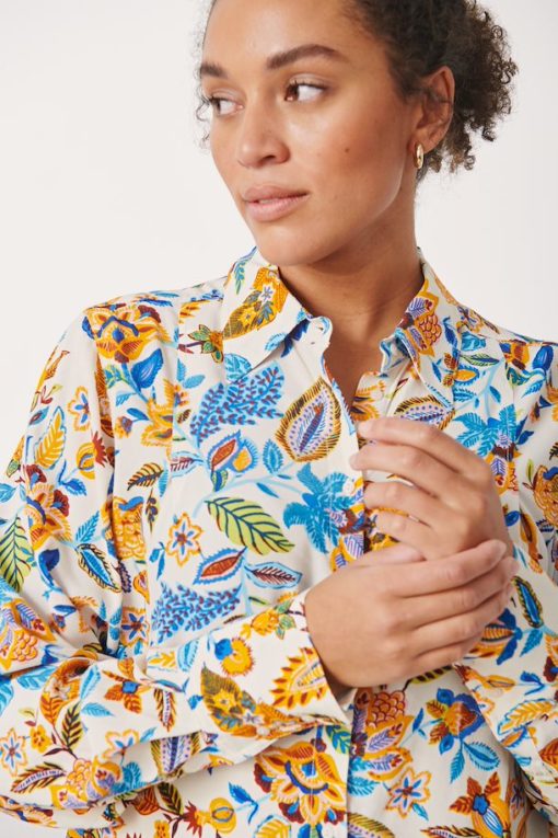 Part Two Sabila Shirt Blue Craft Flower