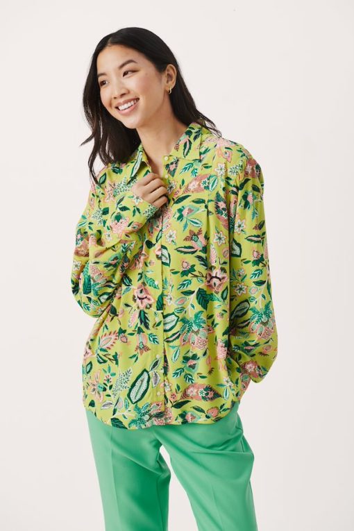 Part Two Sabila Shirt Green Oasis Craft Flower