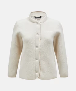 Peak Performance Fleece Snap Cardigan Women Sand Fog