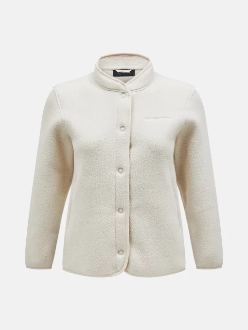 Peak Performance Fleece Snap Cardigan Women Sand Fog