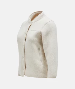 Peak Performance Fleece Snap Cardigan Women Sand Fog