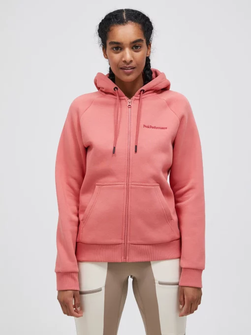 Peak Performance Original Small Logo Zip Hood Women Trek Pink