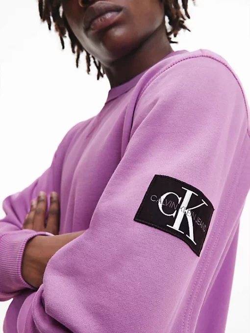 Calvin Klein Monologo Sleeve Badge C-Neck Iris Orchid