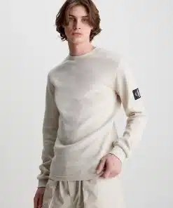 Calvin Klein Monologo Badge Waffle Ls Tee Classic Beige