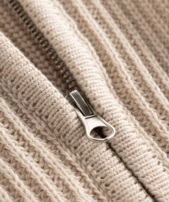 Les Deux Fletcher Rib Half-Zip Knit Ivory