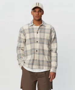 Les Deux Keanu Check Twill Shirt Ivory/Dark Sand