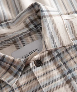 Les Deux Keanu Check Twill Shirt Ivory/Dark Sand