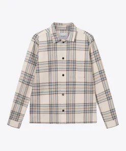 Les Deux Keanu Check Twill Shirt Ivory/Dark Sand