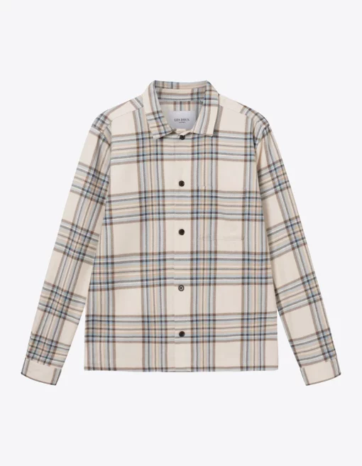 Les Deux Keanu Check Twill Shirt Ivory/Dark Sand