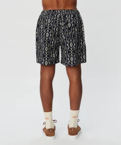 Les Deux Stan AOP Swim Shorts Dark Navy/Ivory