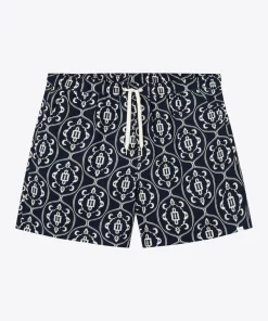 Les Deux Stan AOP Swim Shorts Dark Navy/Ivory