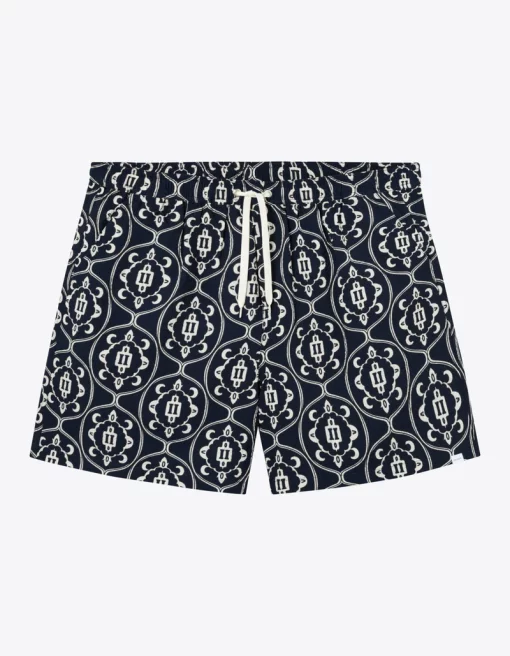Les Deux Stan AOP Swim Shorts Dark Navy/Ivory