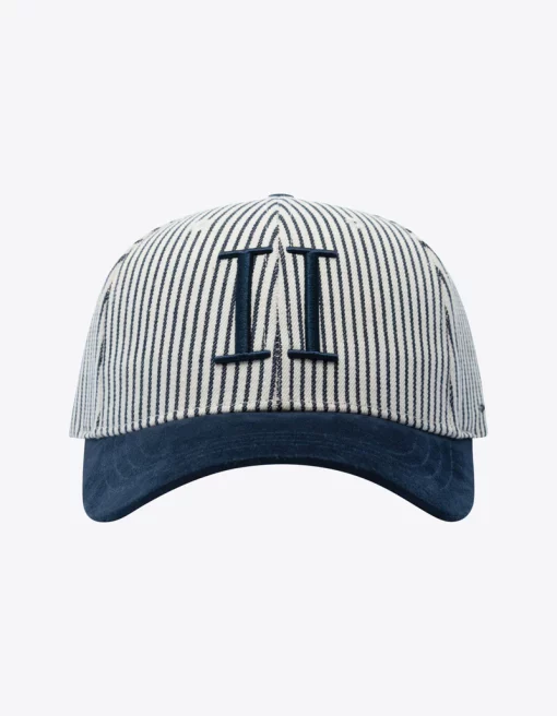 Les Deux Encore Stripe Baseball Cap Off White/ Dark Navy Stripe
