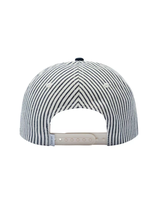 Les Deux Encore Stripe Baseball Cap Off White/ Dark Navy Stripe