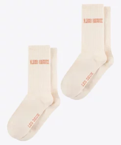 Les Deux Blake 2-Pack Rib Socks Ivory/Dusty Orange