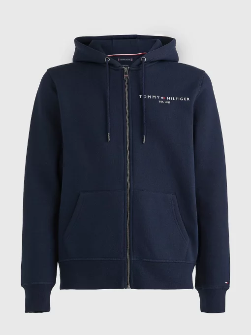 Tommy Hilfiger Tommy Logo Zip Through Hoodie Desert Sky