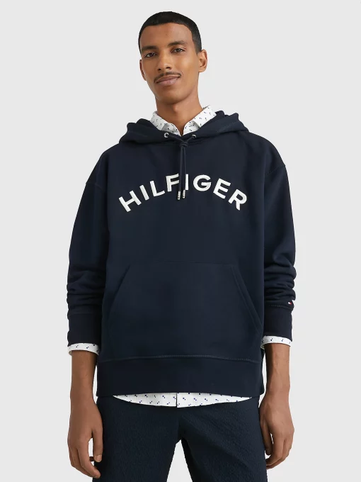 Tommy Hilfiger Arched Logo Hoody Desert Sky