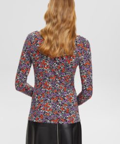 Esprit LsOng Sleeve Flower T-shirt Navy