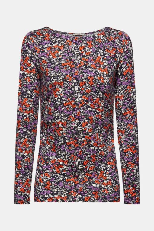 Esprit LsOng Sleeve Flower T-shirt Navy