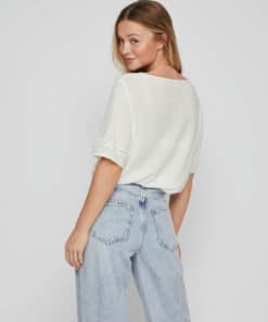 Vila Mesa Detail V-Neck Top Snow White